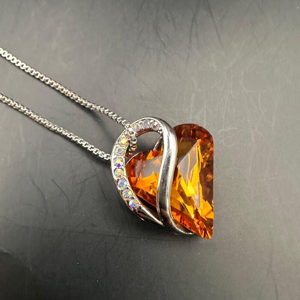 18K RGP Necklace HEART Pendant November Birthstone Costume Jewelry